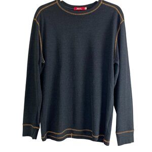 Agave Mens LUX Willas Thermal Waffle Knit Shirt Sz L Dark Charcoal Gray USA Made